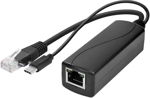 Image of PoE USB C Splitter 5V 3A, Gigabit Type C IEEE 802.3af/at Standard 1000Mbps, 8P8C PoE Adapter Ethernet and USB Type C Plug with RJ45 Port, Switch Power Over Ethernet Splitter for SBCs Cameras Monitors