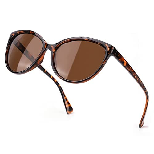 Image of TJUTR Retro Polarised Sunglasses Womens Fashion Cat Eyees Ladies Anti-Glare Driving Shades with UV Protection (Tortoise Frame/Brown Polarized Lens)