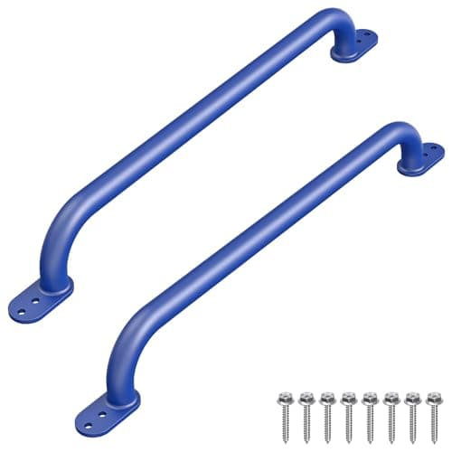 Image of Dolibest Grab Rail, 73cm Kids Grab Bar Climbing Handle Handrail Staircase Hand Rail 2pcs Disabled Elderly Safety Hand Grip for Indoor Outdoor Front Door Step/Garden/Shower/Bath/Toilet, Flat Base/Blue
