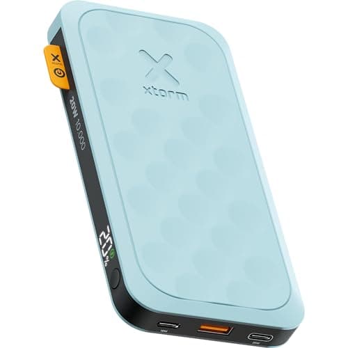 Image of Xtorm Fuel Series 5 20 W Power Bank, Small and Strong, 10,000 mAh, 2 x USB-C / 1 x USB-A, Aircraft-Proof, Suitable for Samsung and iPhone, Teal Blue