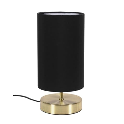 Image of ValueLights | Brushed Gold Cylinder Touch Dimmer Table Lamp with Black Fabric Shade Bedside Light Bedside Light | Table Lamps, Home Décor & Improvement Essential