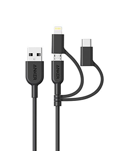 Image of Anker PowerLine II 3-in-1 Cable, Lightning/Type C/Micro USB Cable for iPhone, iPad, HTC, LG, Samsung Galaxy, Sony Xperia, Android Smartphones, and More(3ft / 0.9m)
