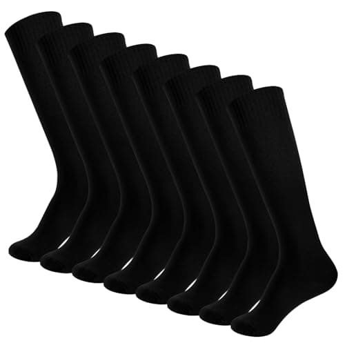 Image of Zuimei 4 Pairs Football Socks Men Black Knee High Football Socks Long Sports Socks Soccer Basketball Hockey Sports Socks for Men Adult,UK Size 5-11,Black