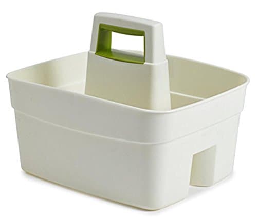 Image of Whitefurze Kitchen Caddy with Leaf Green Insert, Plastic, Cream