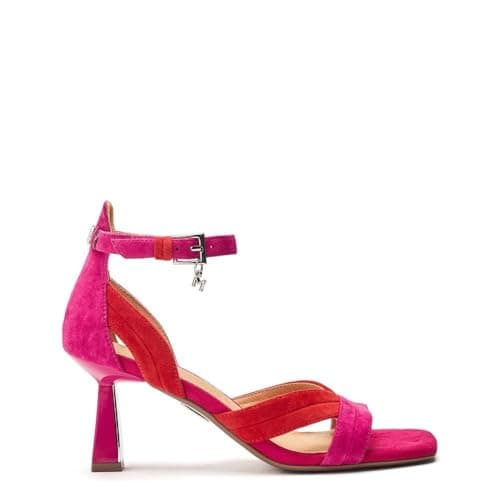 Image of Moda in Pelle Women's Livelia Pink Suede Kitten Heel Sandals 3