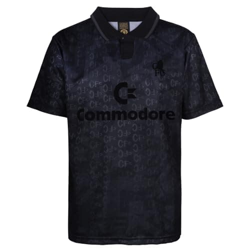 Image of Score Draw Chelsea 1992 Out Retro Football Shirt Black Small Polyester