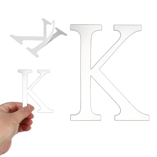 Image of sourcing map 3D Alphabet Mirror Wall Stickers, 10cm Acrylic Alphabet Wall Decal Self-Adhesive House Letter Number Home Decor Art Letter Sign for Living Room, Bedroom Decor (Silver, Letter K)