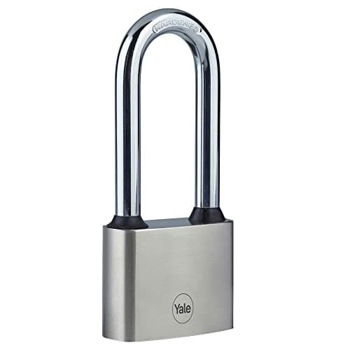 Image of Yale - Y112/50/165/1 Iron Disc Padlock 50mm - Nickel Plated - Hardened Steel Long Shackle - Extreme Corrosion Resistance for Outdoor use