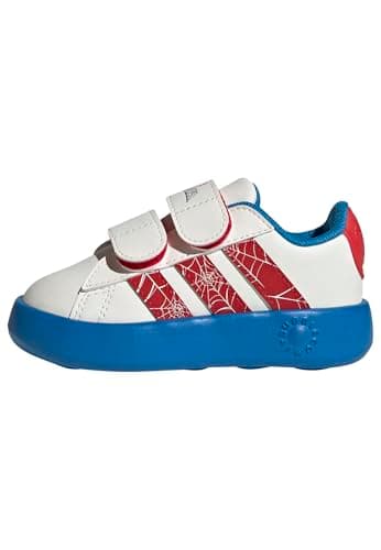 Image of adidas Unisex Kids Marvel Spider-MAN Grand Court Shoes Kids, Cloud White/Pure Ruby/Bright Blue, 11 UK Child