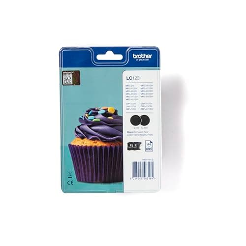 Image of Brother LC-123BK Inkjet Cartridges, Black, Twin Pack, Standard Yield, Includes 2 x Inkjet Cartridges, Brother Genuine Supplies