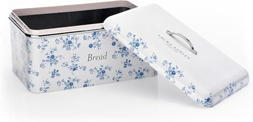 Image of VQ Laura Ashley Large Bread Bins for Kitchen with Removable Lid Bread Storage Containers for Freshness & Style - Stainless Steel BreadBin with Hand-Applied Designer Print - China Rose