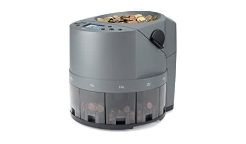 Image of Safescan 1450 Coin Counting Machine That Counts Value and Sorts Large Volume of Mixed Euro Coins Quickly, Sorting Machine Separating by Denomination, Counts Coins continuously