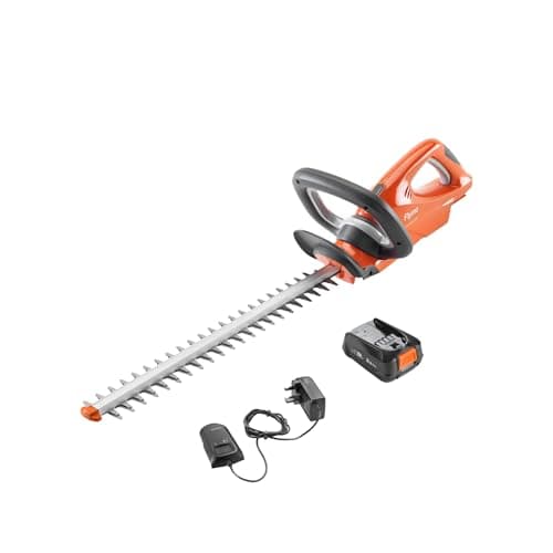 Image of Flymo 18V EasiCut 450 KIT 2.0 cordless Hedge Trimmer - 45cm cutting width, lightweight and balanced, blades, 270° wrap around handle, 2.0 P4A Battery and Charger Included, Orange and Grey