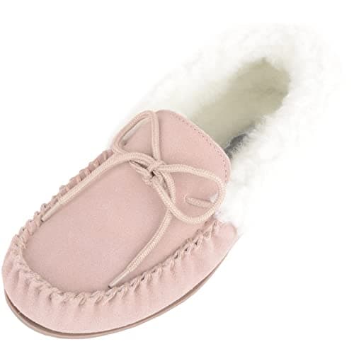 Image of SNUGRUGS Molly, Womens Wool Moccasin with Cuff & Rubber Sole, Camel, 4 UK / 37 EU