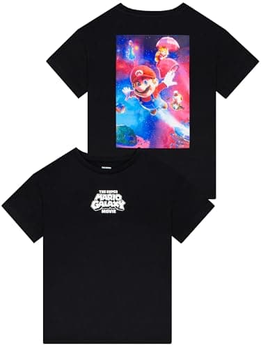 Image of Super Mario T Shirt, Mario Galaxy Movie Boys’ T-Shirts, Boys Clothes for Kids, Black 11-12 Years