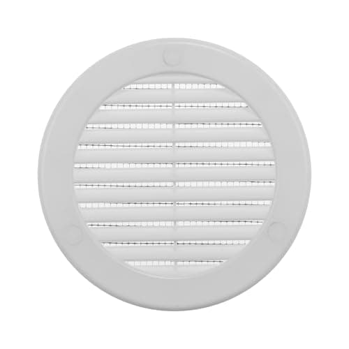 Image of Vent Systems 100 mm / 4" Inch (Opening Dimensions) White Soffit Vent Cover - Plastic Round Air Vent Grille - Built-in Mesh Screen - HVAC Register Louver for Bathroom, Home, Kitchen