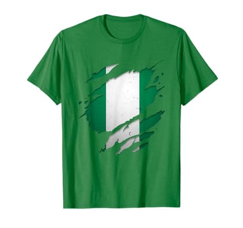 Image of Ripped Effect Nigeria Flag Map Patriotic Nigerian T-Shirt