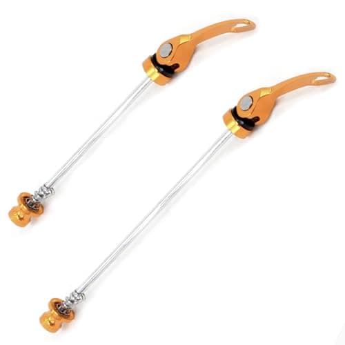 Image of rningo 2pcs QR Skewers High-Strength Alloy Quick Release Skewers Front 115 mm Rear 147 mm Axle Set Fit for Road Bike(Gold)