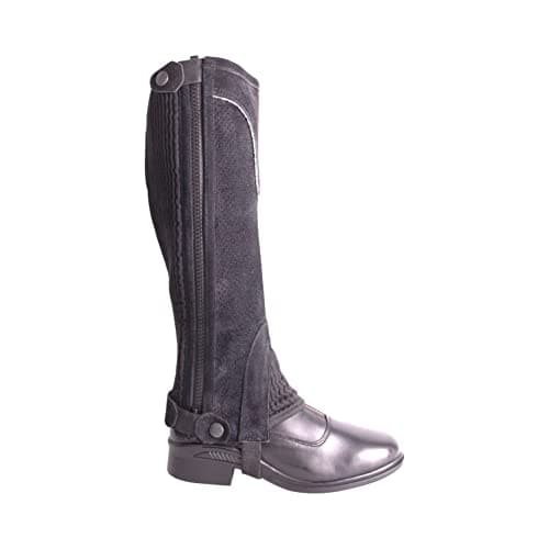 Image of AK WESLEY Breathable Real Suede Leather Half Chaps AKRS-2150 (Black, M)