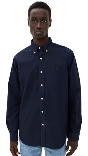 Image of Polo Ralph Lauren Men's Classic Fit Garment-Dyed Oxford Shirt, Rl Navy, Large