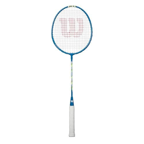 Image of Wilson Champ 90 Badminton Racket, Dynamic Frame For Enhanced Strength, Vibrant Two-Tone Design, Comes Pre-Strung, Colour: Blue/White, Size: 4