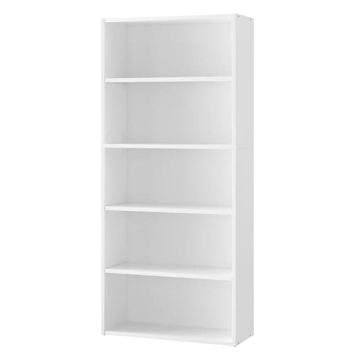 Image of VASAGLE Bookshelf, 5-Tier Bookcase, Storage Shelving Unit, Display Shelf with Open Compartments, Adjustable Storage Shelves, for Living Room, Home Office, Bedroom, Cloud White LBC165T14