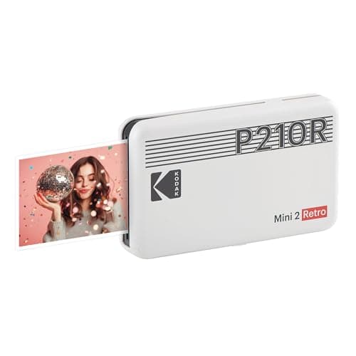 Image of KODAK Mini 2 Retro 4PASS Portable Photo Printer (2.1x3.4") + 8 Sheets, Black Premium Quality- White