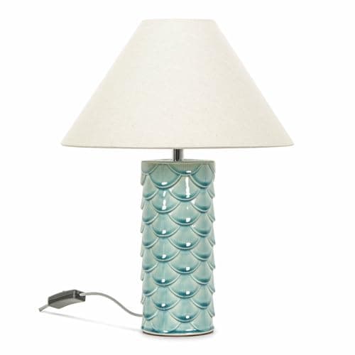 Image of ValueLights | Ceramic Aqua Mermaid Shell Scallop Bedside Table Lamp with Lampshade Living Room Bedroom Bedside Light | Table Lamps, Home Décor & Improvement Essential