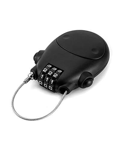 Image of QWORK® 3 Digit Combination Lock, Cable Lock, Security Password Lock, 77cm Retractable Cable for Luggage, Bike, Ski, Snowboard