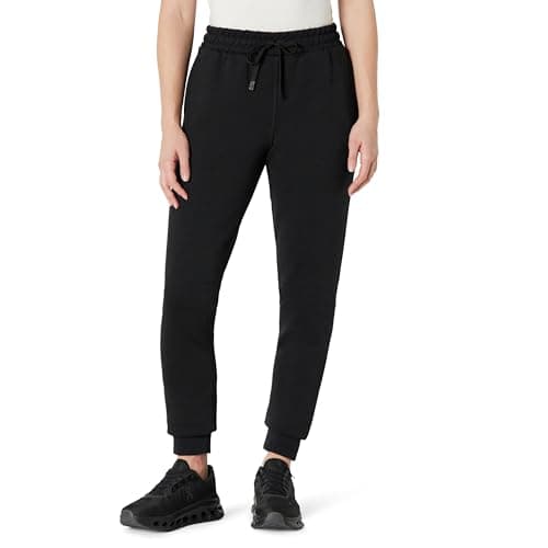 Image of Amazon Essentials Women's Athletic High-Rise Regular-Fit Jogger Trousers, Active Sweat, Black, M