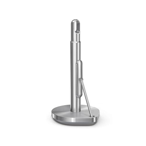 Image of simplehuman Tension Arm Kitchen Roll Holder, Free Standing, Easy One Sheet Tear, Heavy-Duty Weighted Base (Fits Kitchen Rolls Measuring 23-28cm), Brushed Stainless Steel, KT1203