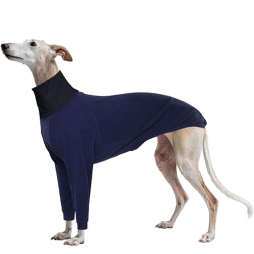 Image of Whippet Fleece Shirt, Greyhound Fleece Jumper Italian Greyhound Clothing Whippet Vest Onesie Soft Sighthound Pyjamas Keeping Dogs Warm During Cool Days(Dark blue, XS)