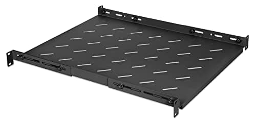 Image of Intellinet 714112 Shelf 19 Inch Fixed with Adjustable Depth from 550 to 750 mm 1U Black Black