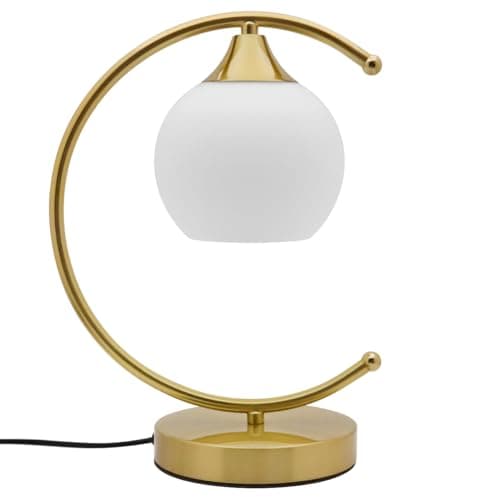 Image of Arch Antique Brass Table Lamp Frosted Glass Globe Shade Desk Lamp Opal Sphere T515