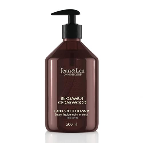 Image of Jean & Len Hand & Body Cleanser Bergamot & Cedarwood, for a fragrant cleansing experience, body & hand soap in a minimalistic bottle, refreshing Mediterranean fragrance, vegan, 500 ml