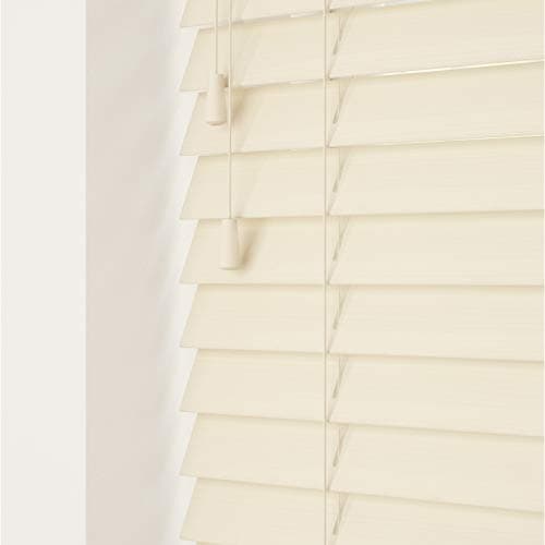 Image of Custom Venetian Blinds with Strings – Fine Grain Faux Wood Venetian Blinds – Cut to Fit Blinds, Upto 120cm x Upto 120cm – Made to Measure Blinds for Bedrooms, Bathrooms or Kitchens by New Edge Blinds