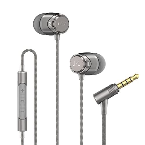 Image of Soundmagic E11C Wired Earbuds With Microphone HiFi Stereo Earphones Noise Isolating in Ear Headphones Powerful Bass Tangle Free Cord Gunmetal