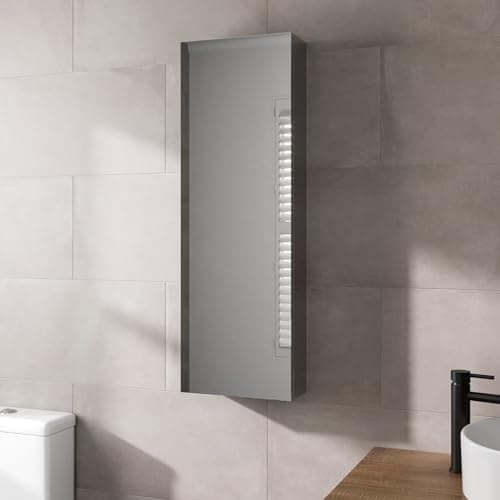 Image of Artis® 300 x 900mm Bathroom Mirror Cabinet Tall Storage Wall Mounted Cupboard Ready Assembled Unit Single Mirrored Door, Stainless Steel