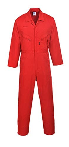 Image of Portwest C813 Liverpool Work Overalls Mens Boiler Suit Polycotton Coveralls Protective Painters Overalls 8 Pocket Action Back Workwear for Mechanics Construction, Regular, Red, XXXL
