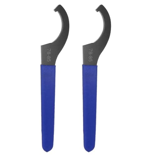 Image of sourcing map 2 Pcs C Hook Spanner Wrench 78-85 Nut Shock Wrench Steel Chuck Nut with Blue Non-Slip Handle for Lathe Clamping