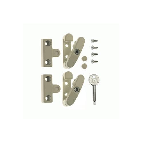 Image of Kooples Hardware Swinglock for Metal Windows White Finish Clam Pack Secure Locking Fastener
