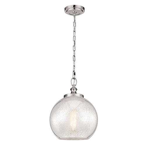 Image of 1 Bulb Ceiling Pendant Light Fitting - Brushed Steel - LED E27 60W Bulb