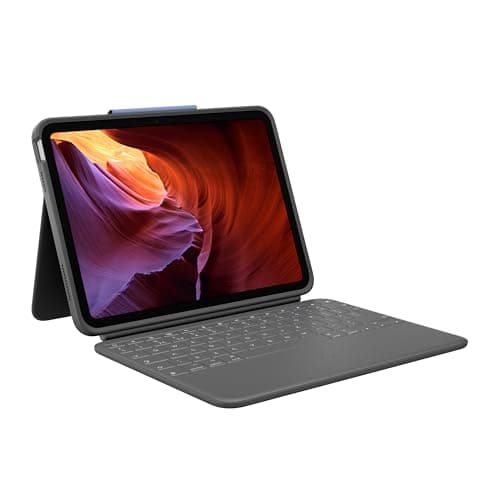 Image of Logitech Rugged Folio Keyboard Case for iPad (10th gen & A16) with Smart Connector and Durable Spill-Proof Keyboard, QWERTY UK English Layout - Grey