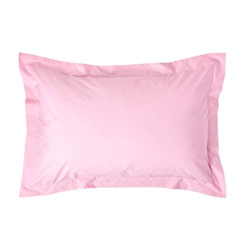 Image of HOMESCAPES Pink Pure Egyptian Cotton Oxford Pillowcase Standard Size 200 TC 400 Thread Count Percale Equivalent Pillow Case Pack of 2