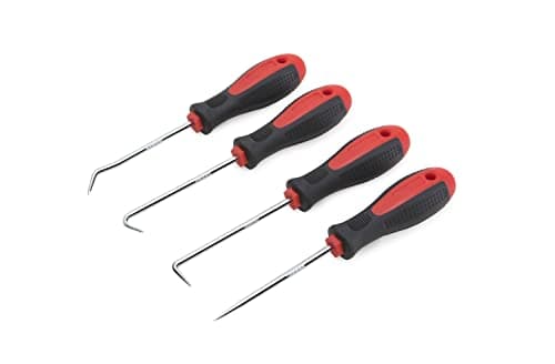 Image of ROTATION Precision Hook and Pick Set for Automotive | 4-Piece Hand Tools (red)