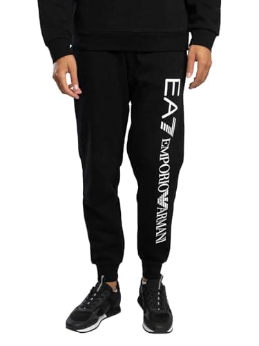 Image of EA7 Men's Big Logo Joggers, Black/White, Black/White, XL