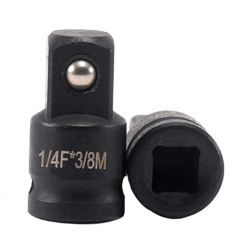 Image of Juttzzei Impact Socket Adapter, 1/4 Inch Drive (F) x 3/8 Inch (M) Socket Adapter, Premium Black Chrome Vanadium Steel 1/4" x 3/8" Impact Socket Reducer for Use with Air Impact Wrenches, Breaker Bars