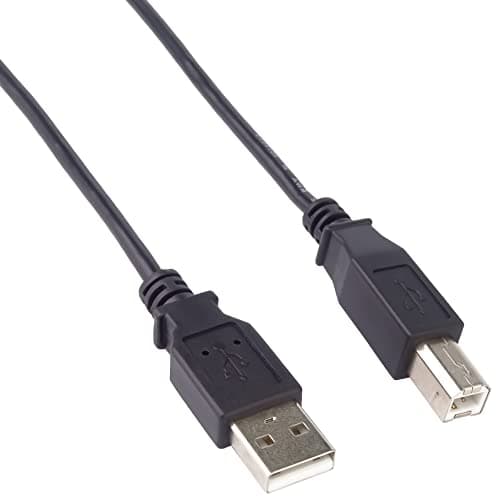 Image of PremiumCord USB 2.0 High Speed Cable M/M 2 m, A Male to B Male, USB Connection Cable for Scanner etc, Double Shielded, AWG28, Colour: Black, Length 2 m