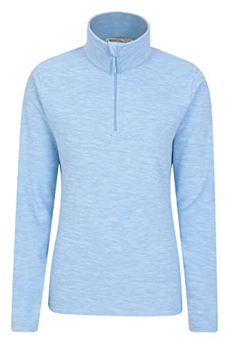 Image of Mountain Warehouse Snowdon Womens Fleece Top - Warm Ladies Pullover, Lightweight Sweater, Half Zip, Breathable & Quick Drying - Spring Summer, Walking, Travel Corn Blue Women's Size 10