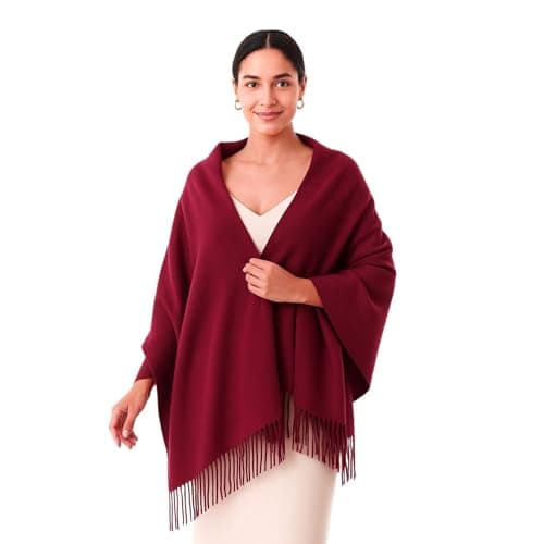 Image of WESTEND CHOICE Ladies Scarves Pashmina Shawls and Wraps Large Scarf for Women Wedding Shawl Bridesmaid Stole Plain Winter Warm Scarves 200 x 70 cm (Burgundy)